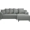 Bank Elsa met chaise longue rechts - stof Eden - grijs