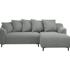 Bank Elsa met chaise longue rechts - stof Eden - grijs