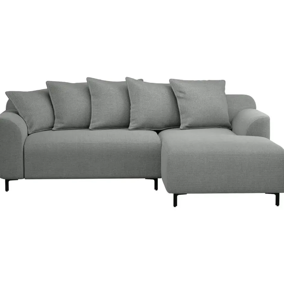 Bank Elsa met chaise longue rechts - stof Eden - grijs