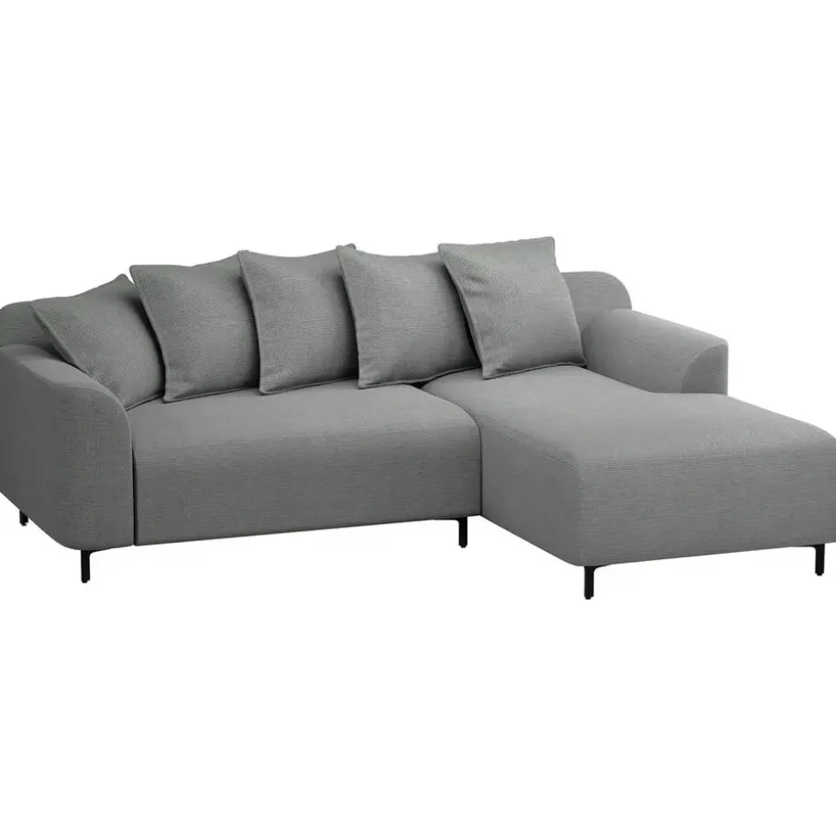Bank Elsa met chaise longue rechts - stof Eden - grijs