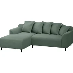 Bank Elsa met chaise longue links - stof Eden - saliegroen