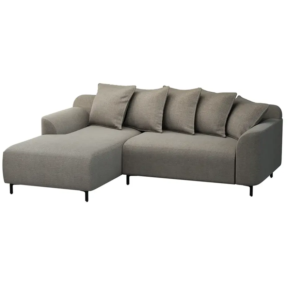 Bank Elsa met chaise longue links - stof Eden - taupe