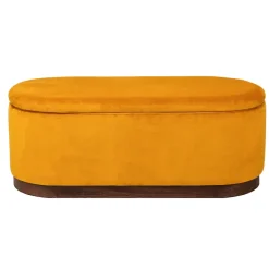 Bank met opbergruimte en mosterdgeel fluweel