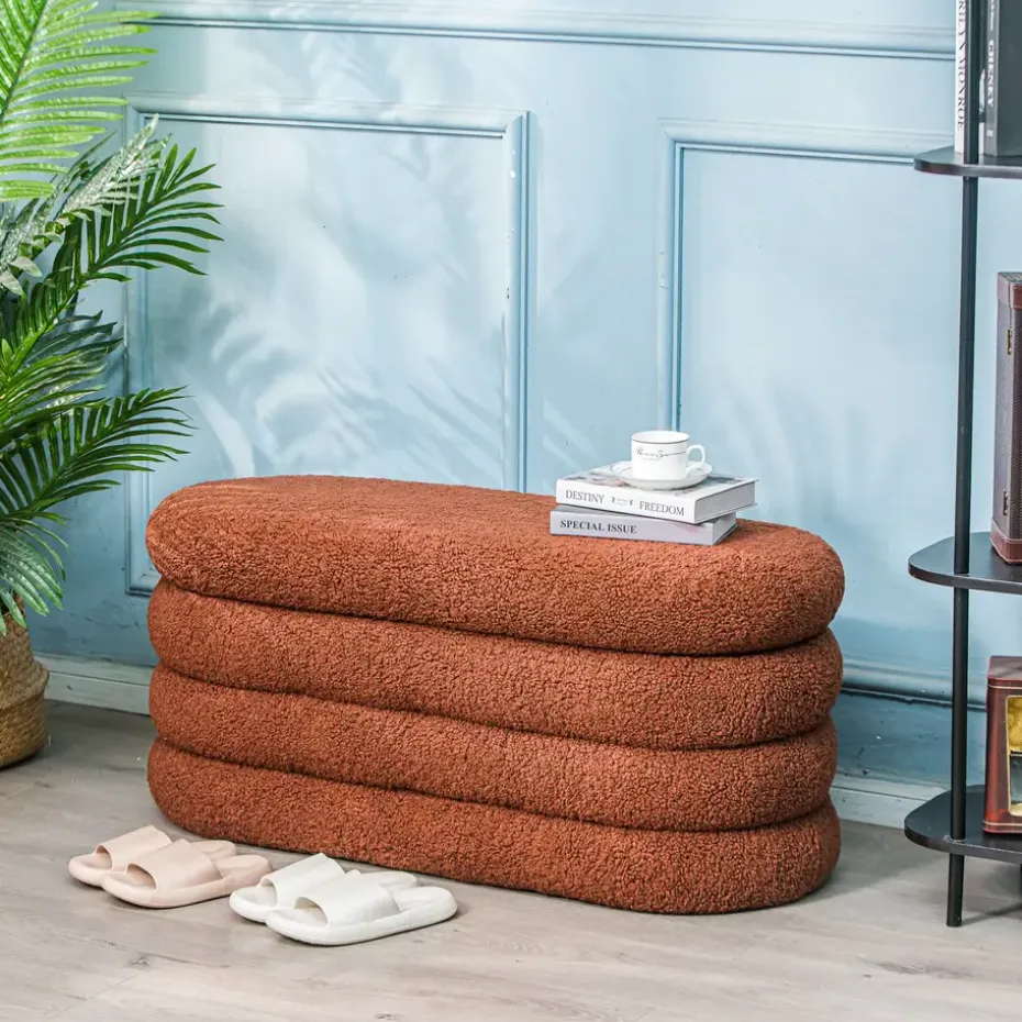 Bank met opbergruimte in terracotta lussen