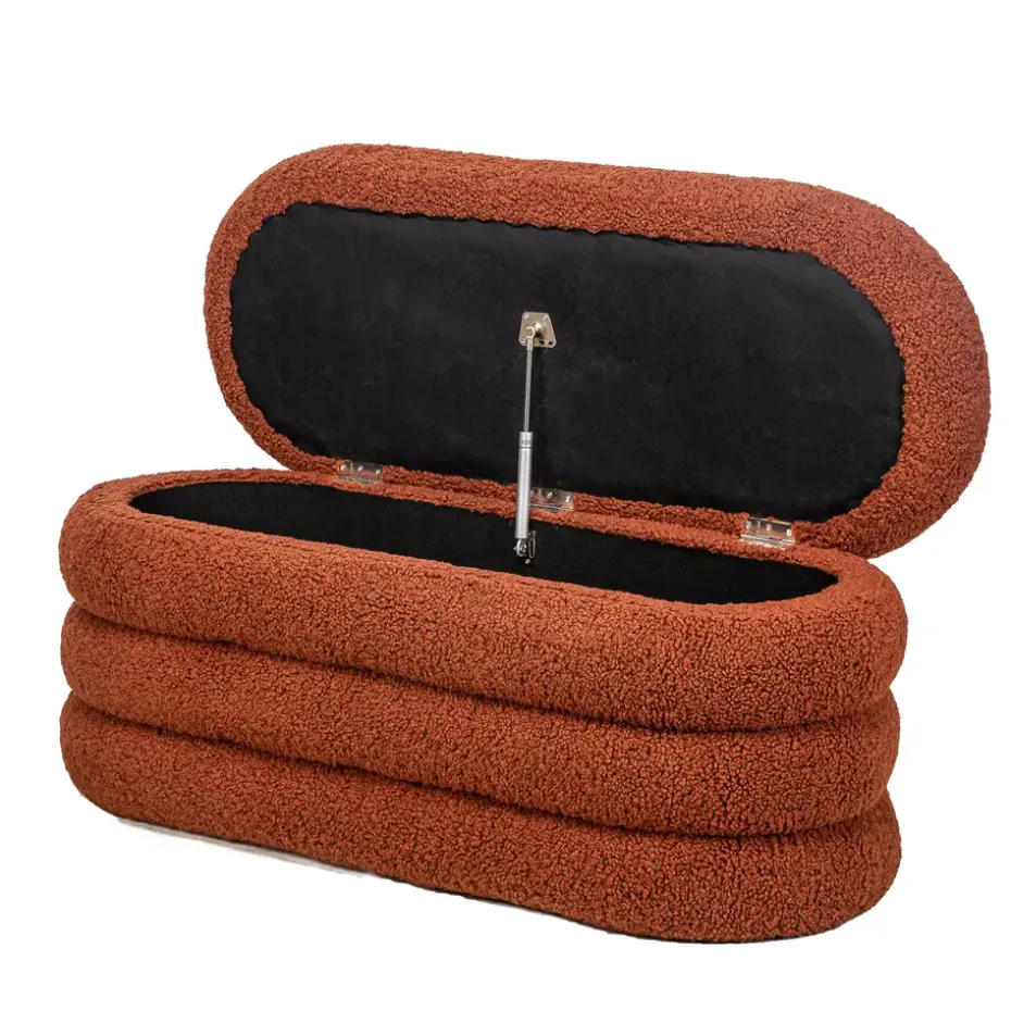 Bank met opbergruimte in terracotta lussen