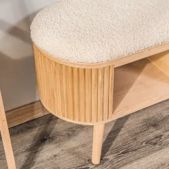 Bank met opbergruimte in grenen en witte lussen