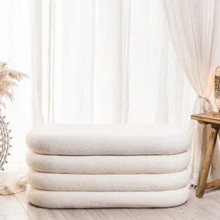 Bank met opbergruimte in witte lussen