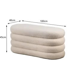 Bank met opbergruimte in witte lussen