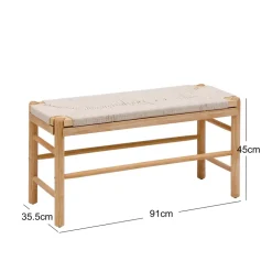 Bank met opbergruimte van massief grenen en touw