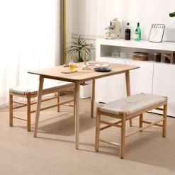 Bank met opbergruimte van massief grenen en touw