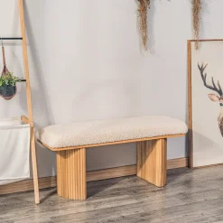 Bank van massief hout en witte lussen