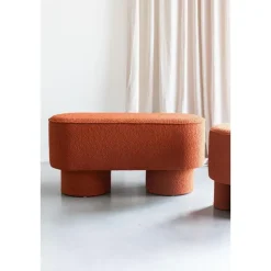 Bankje Rood Bouclé - 93x35x45cm - Halbankje - Marcos