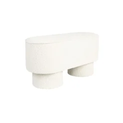 Bankje Wit Bouclé - 93x35x45cm - Halbankje - Marcos