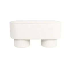 Bankje Wit Bouclé - 93x35x45cm - Halbankje - Marcos