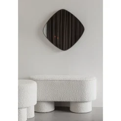 Bankje Wit Bouclé - 93x35x45cm - Halbankje - Marcos