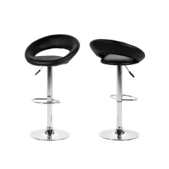 Barkruk - Zwart PU leer - Zithoogte 79cm - Trana - Set van 2