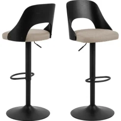 Barkruk Zand Stof - Zitbreedte 47cm - 47x51x113cm - Lucas - Set van 2