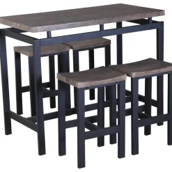 Barset Mesin 120x60 met 4 barkrukken - bruin/zwart