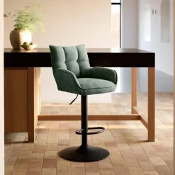 Barstoel Groen Stof - Verstelbaar - Marilla - Set van 2