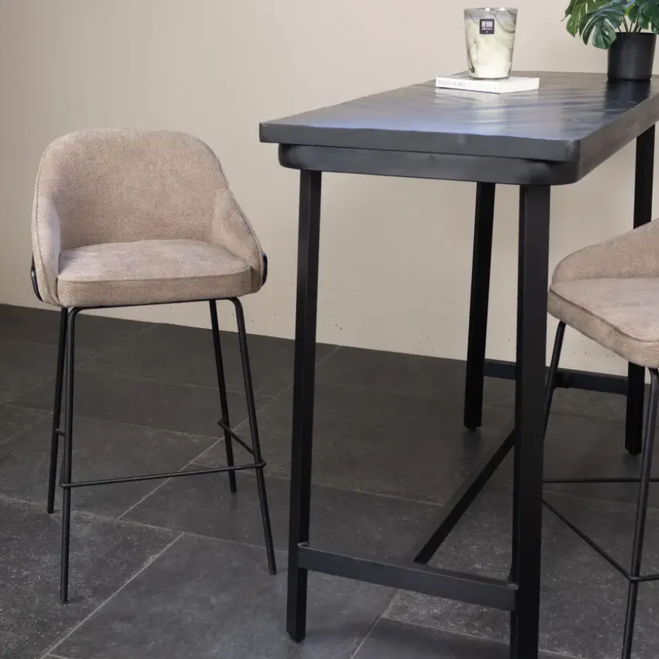Barstoel Taupe - Zithoogte 65cm - Scandinavisch - Stoel Maxime - Set van 2