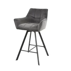 Barstoel Velvet Antraciet - Metaal - Draaibaar - 57x53x96cm - Set van 2