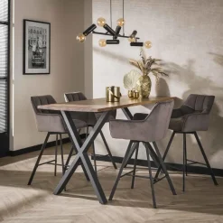 Barstoel Velvet Antraciet - Metaal - Draaibaar - 57x53x96cm - Set van 2