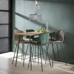 Barstoel Velvet Groen - Zithoogte 67cm - Zwart Onderstel