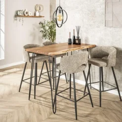 Bartafel Hout 130cm - Boomstamtafel - Metalen Frame