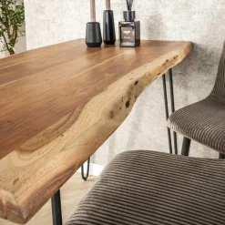 Bartafel Hout 130cm - Boomstamtafel - Metalen Frame