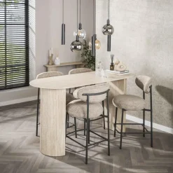 Bartafel Ovaal - Keramiek Travertin - 178x70x92cm - Romano