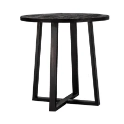 Bartafel Rond - Zwart Mangohout - 110x110x90cm - Lowie