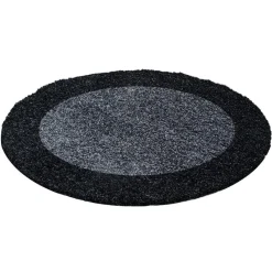 Basic Rond Shaggy Kader vloerkleed Antraciet / Grijs Hoogpolig - 200 CM ROND
