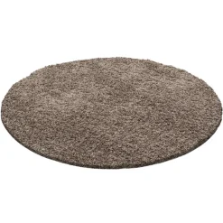 Basic Rond Shaggy vloerkleed Caramel Hoogpolig - 200 CM ROND