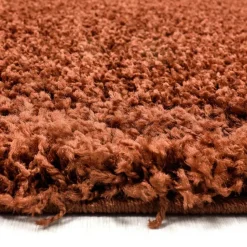 Basic Rond Shaggy vloerkleed Terra / Oranje Hoogpolig - 160 CM ROND