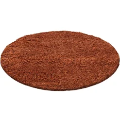 Basic Rond Shaggy vloerkleed Terra / Oranje Hoogpolig - 160 CM ROND
