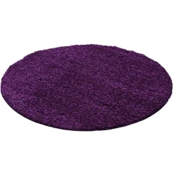 Basic Rond Shaggy vloerkleed Paars Hoogpolig - 200 CM ROND