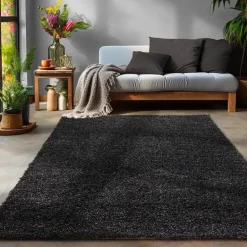 Basic Shaggy vloerkleed Antraciet Hoogpolig - 200x290 CM