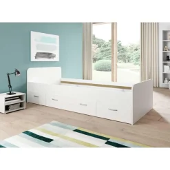 Bed Barko 90x200 met 3 lades - wit