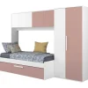 Bed met bedbrug en bedlade Lev-roze/wit