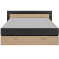 Bed met opbergruimte Eveline 160x200 - zwart/kastanjehout