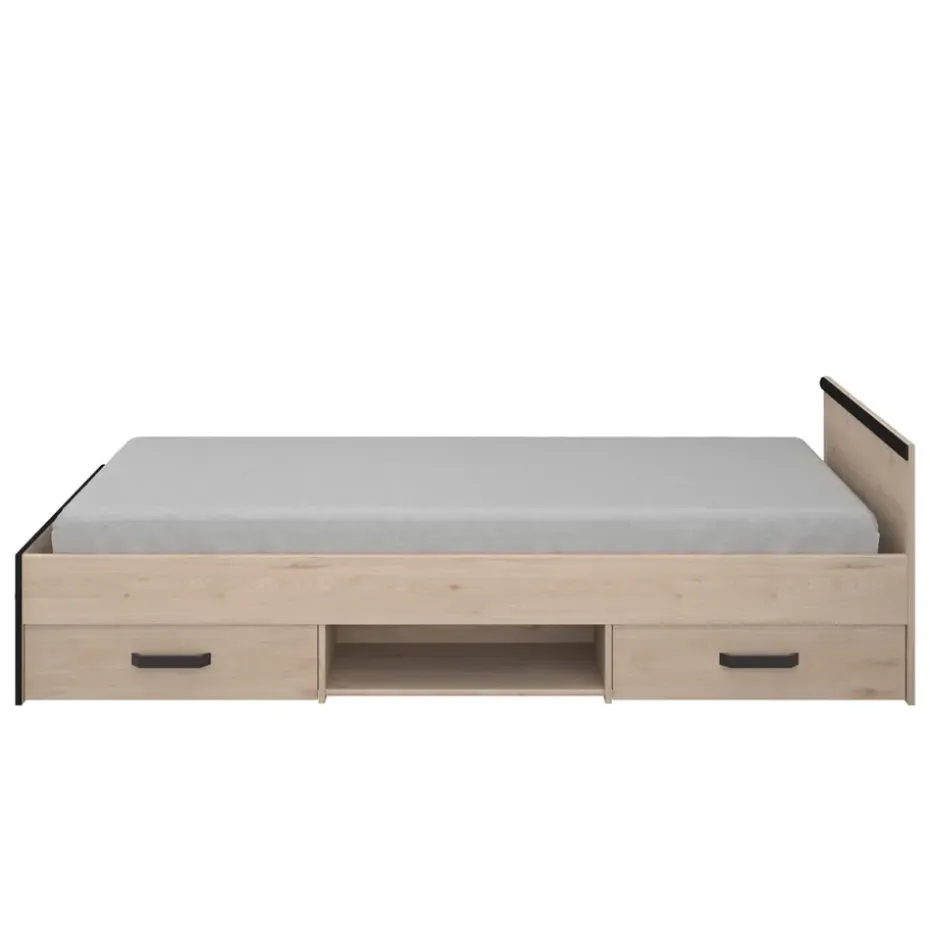 Bed Natan incl. lades - eiken/zwart - 90x200 cm
