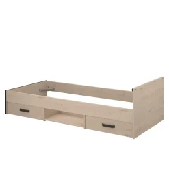 Bed Natan incl. lades - eiken/zwart - 90x200 cm