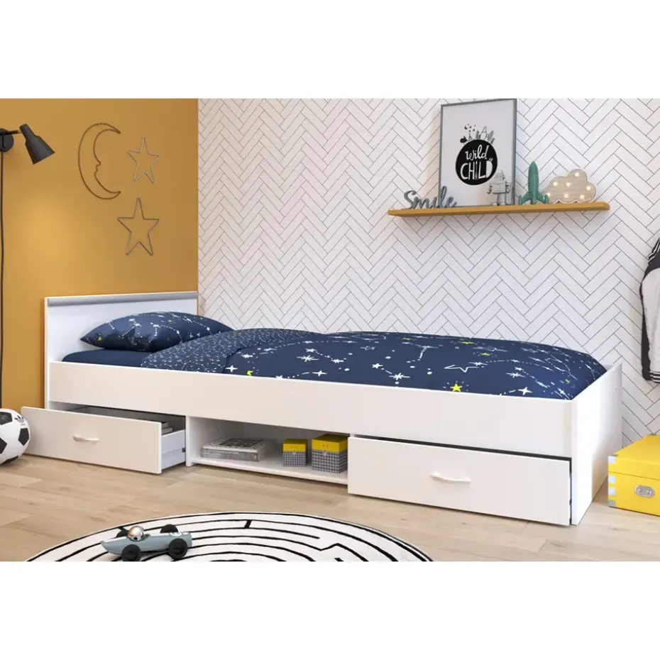 Bed Natan incl. lades - wit - 90x200 cm