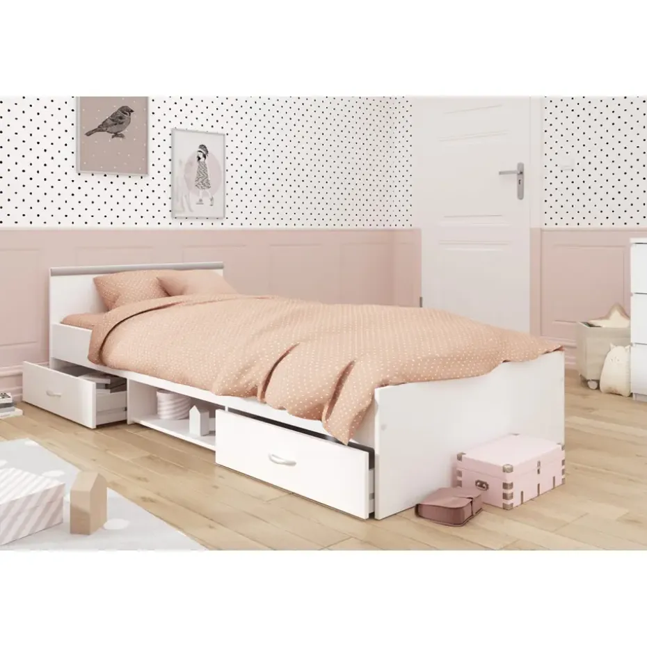 Bed Natan incl. lades - wit - 90x200 cm