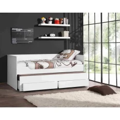 Bedbank Robin 90x200cm met onderschuifbed - wit