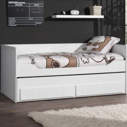 Bedbank Robin 90x200cm met onderschuifbed - wit