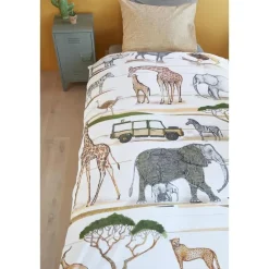 Beddinghouse Kids Jeep Safari dekbedovertrek - 140x200/220 - Naturel