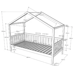 Bedhuisje Dallas - 90x200 - massief eikenhout