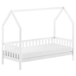 Bedhuisje Home - 90x200 cm - met hekje - wit dennenhout