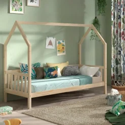 Bedhuisje Home - 90x200 cm - met hekje - wit dennenhout